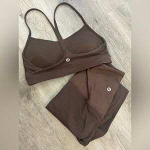 Lululemon Brown Matching set - Lululemon brown Y bra - Lululemon brown leggings